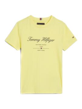 T-shirt Tommy Hilfiger Script Jaune pour Enfant