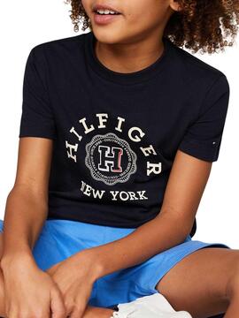 T-shirt Tommy Hilfiger Monotype Marine pour enfant