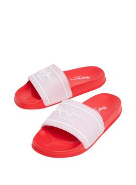 Tongs Pepe Jeans Slider Rouge pour Fille