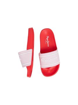 Tongs Pepe Jeans Slider Rouge pour Fille