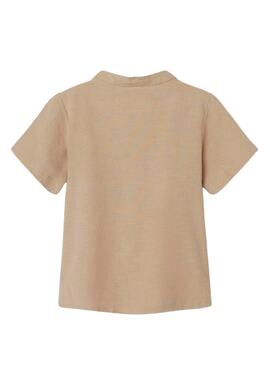 Chemise Name It Faher en lin beige pour enfant