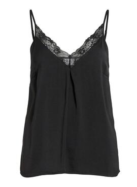 Top Vila Vicava V-Neck encaje negro para mujer.