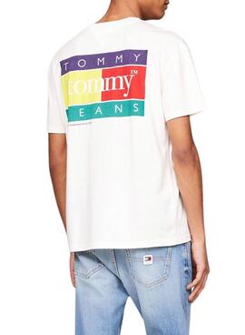 T-shirt Tommy Jeans Color Flag blanc pour homme