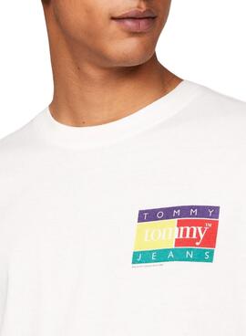 T-shirt Tommy Jeans Color Flag blanc pour homme