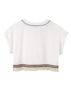 T-shirt Mayoral Franges Blanc Pour Fille