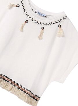 T-shirt Mayoral Franges Blanc Pour Fille