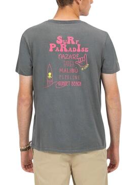 T-shirt El Pulpo Surf Paradise gris charbon pour homme