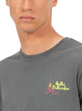 T-shirt El Pulpo Surf Paradise gris charbon pour homme