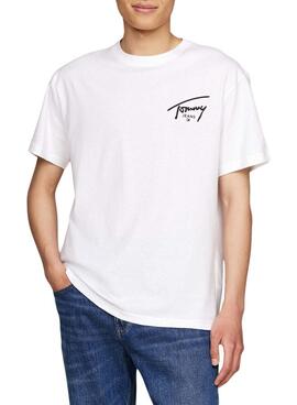 T-shirt Tommy Jeans Signature blanc pour homme