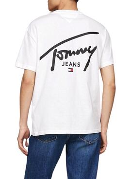 T-shirt Tommy Jeans Signature blanc pour homme