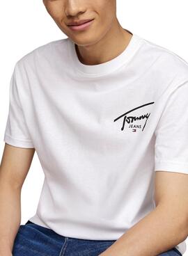 T-shirt Tommy Jeans Signature blanc pour homme