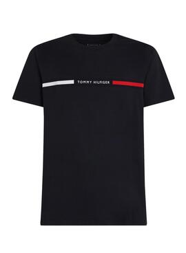 T-shirt Tommy Hilfiger Logo Insert marine pour homme.