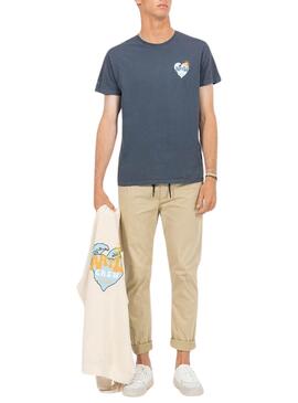 T-shirt El Pulpo Cœur bleu marine pour homme