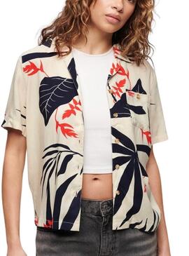 Chemise Superdry Beach Resort Beige pour Femme