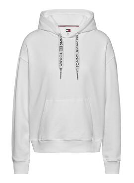 Sweatshirt Tommy Jeans Boxy Fit blanc pour femme.