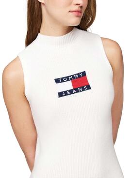 Robe Tommy Jeans Center Flag blanche pour femme