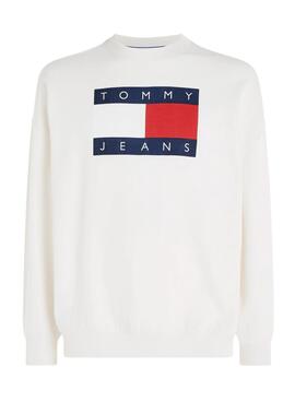 Sweat à capuche Tommy Jeans Crew Flag blanc pour femme