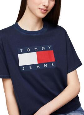 T-shirt Tommy Jeans Flag bleu marine pour femme