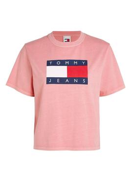 T-shirt Tommy Jeans Flag rose pour femme