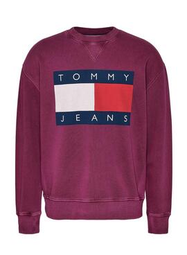 Sweat à capuche Tommy Jeans Big Flag violet pour homme