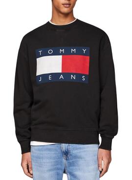 Sweat à capuche Tommy Jeans Big Flag noir pour homme