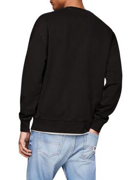 Sweat à capuche Tommy Jeans Big Flag noir pour homme