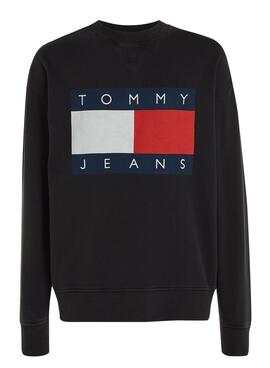 Sweat à capuche Tommy Jeans Big Flag noir pour homme