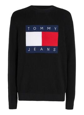 Maillot Tommy Jeans logo intarsia noir pour homme