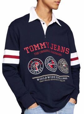 Polo Tommy Jeans Varsity bleu marine pour homme