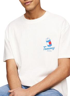 T-shirt Tommy Jeans Fun Novelty blanc pour homme.