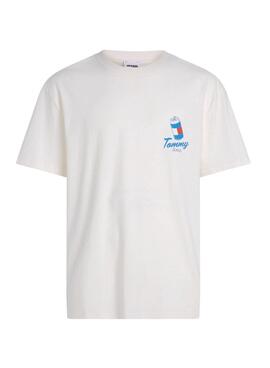 T-shirt Tommy Jeans Fun Novelty blanc pour homme.