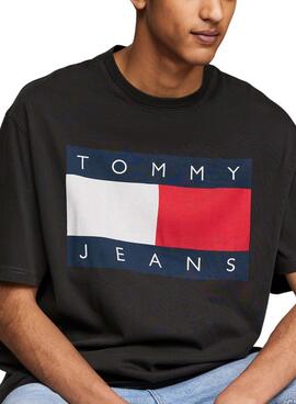 T-shirt Tommy Jeans Big Flag noir pour homme