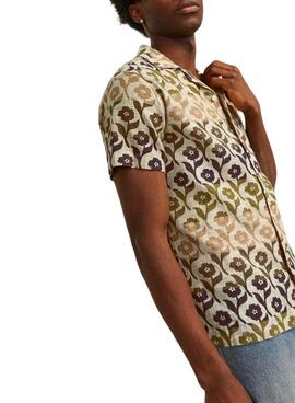 Chemise Jack and Jones bleue à fleurs vertes pour homme