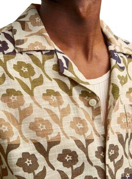 Chemise Jack and Jones bleue à fleurs vertes pour homme