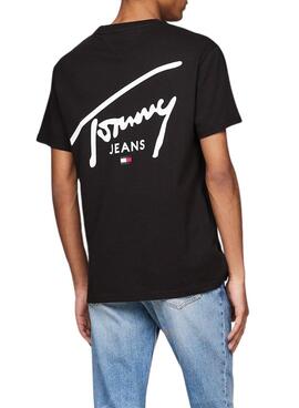 T-shirt Tommy Jeans reg signature noir pour homme