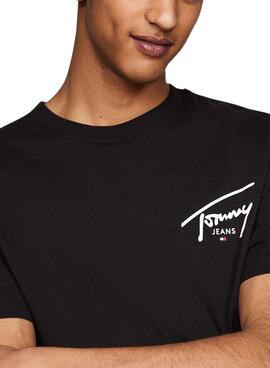 T-shirt Tommy Jeans reg signature noir pour homme