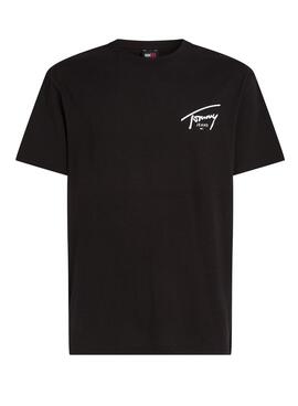 T-shirt Tommy Jeans reg signature noir pour homme