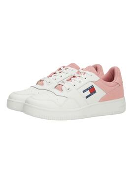 Baskets rétro roses et blanches Tommy Jeans pour femme