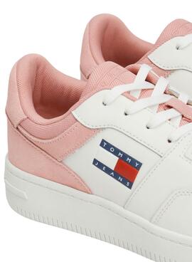 Baskets rétro roses et blanches Tommy Jeans pour femme