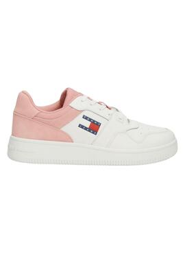 Baskets rétro roses et blanches Tommy Jeans pour femme