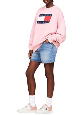 Baskets rétro roses et blanches Tommy Jeans pour femme