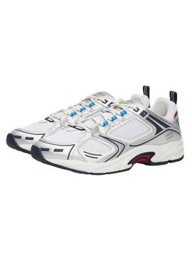 Chaussures Tommy Jeans Archive rétro argent et blanc pour homme