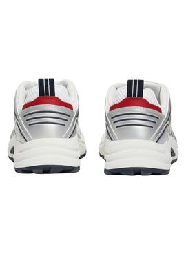 Chaussures Tommy Jeans Archive rétro argent et blanc pour homme