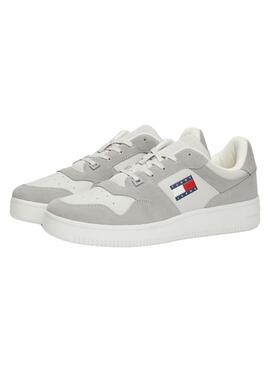 Chaussures Tommy Jeans Basket gris et blanc pour homme