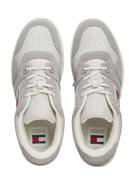 Chaussures Tommy Jeans Basket gris et blanc pour homme