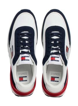 Chaussures Tommy Jeans Technical Runner bleues et blanches pour hommes