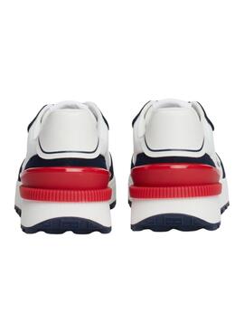 Chaussures Tommy Jeans Technical Runner bleues et blanches pour hommes