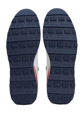 Chaussures Tommy Jeans Technical Runner bleues et blanches pour hommes