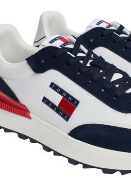 Chaussures Tommy Jeans Technical Runner bleues et blanches pour hommes