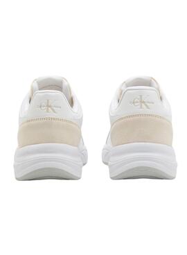 Chaussures Calvin Kein Jeans Retro Tennis blanc et beige pour femme